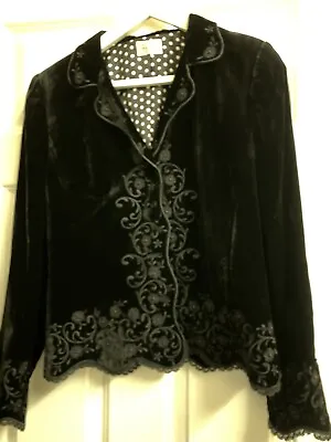 Caroline Charles Jacket Black Velvet With Silk Lining . Size 12 Immaculate Cond • £65