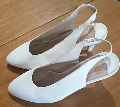 Faith Size 6 White Heeled Sling Back Sandals   • £5