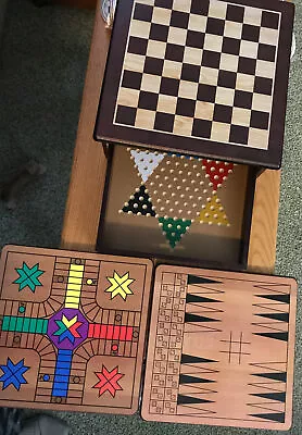 Chess Board Game Set Wood Wooden 12 In 1 Tabletop Game Center Mahogany Family  • $19