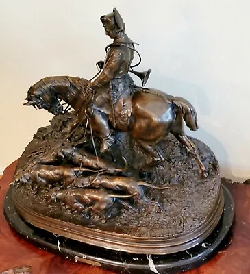 P .J. Mêne (1810-1879) Large Huntsman & 5 Hounds Sculpture On Marble Base 1869 • $21000