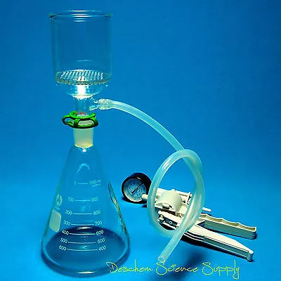$72.55 • Buy 1000ml,Suction Filtration Kit,70mm Buchner Funnel,1L Flask ,W/Handle Vacuum Pump