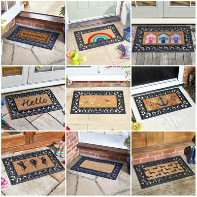£12.99 • Buy Natural Coir Door Mat Heavy Duty Non Slip Rubber Frame Insert Indoor Outdoor