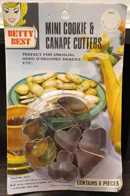 Vintage Betty Best Mini Cookie Appetizer Cutters 8 Ct. Bento Box Shapes NIP • $14.95