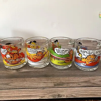 Vintage Garfield And Odie Glass Mugs McDonald’s Collection Lot Of 4 • $15.99