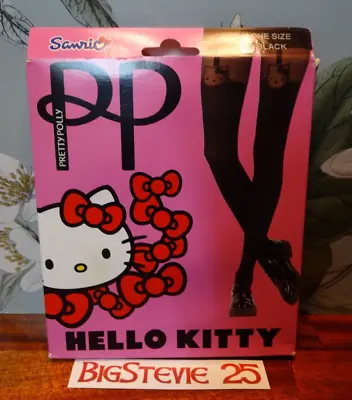 Pretty Polly Hello Kitty Mock Suspender Tights 1 Size Black    FREE P&P • $9.31