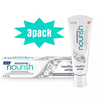 $15 • Buy 3PACK Sensodyne Nourish Healthy White Sensitive Toothpaste 4 Oz Ea Exp 01/24