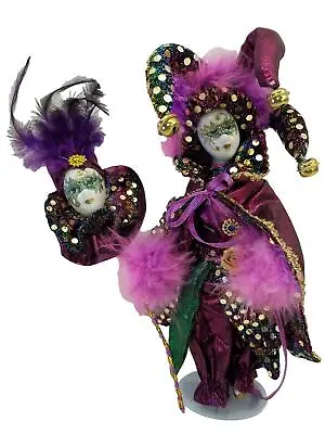 White Purple Mardi Gras Masquerade Doll 7  With Stand • $7.99