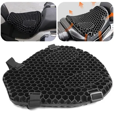 Motorcycle Honeycomb Comfort Gel Seat Cushion Pillow Pad Cover Relief Motorbike • $31.98