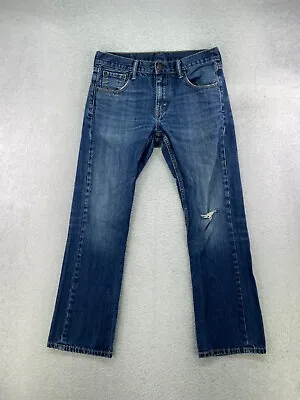 Levis 527 Mens 30x30 Dark Wash Distressed Bootcut Denim Blue Jeans • $21.55