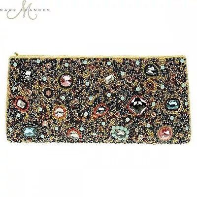 Mary Frances Starry Starry Night Stone Beaded Clutch Handbag Purse Black New • $188