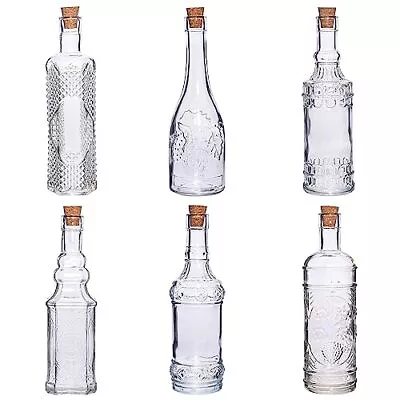Glass Bottle With Cork6 Pack Vintage Decorative Bottles Liquor BottlesOil D... • $38.17
