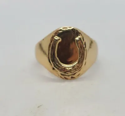 14k Yellow Gold Horse Shoe Mens Ring Size 9 • $710