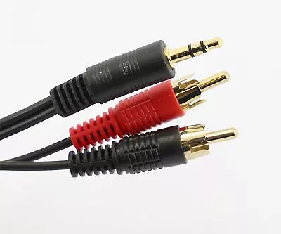 3.5mm Stereo Jack To 2 RCA Phono Cable AUDIO AUX TRS Lead Tp Speaker 50cm - 20m • £6.49