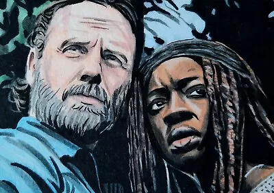 Original Rick Grimes And Michonne The Walking Dead Aceo Sketch Card Drawing  • £4.99