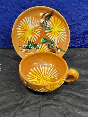 Vintage Mexican Red Clay Cup And Saucer- Handcrafted - Ca 1950's - Mexico - VG • $5.95