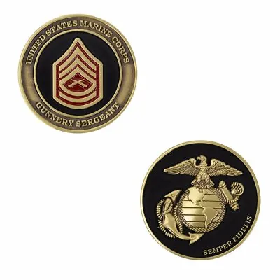 Marine Corps Gunnery Sergeant Black Gold Silver Ega 1.75  Challenge Coin • $36.99