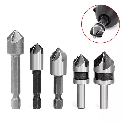 5PCS Industrial 5 Flutes 82 Degree Countersink Drill Bit Set Wood Metal Working • $7.99