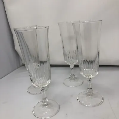 Champagne Flutes Vintage Germany/France? Set Of 4 Clear 7” Tall MCM • $29.99