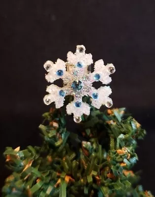 1:12 Mini Sky Blue & Clear Rhinestone Glitter Snowflake Christmas Tree Topper  • $4.99