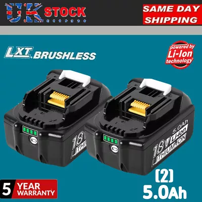 2X For Makita 18V Battery 5.0Ah BL1830 BL1840 BL1850 BL1860 LXT LED Indicator UK • £37.89