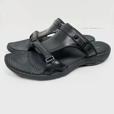 $32 • Buy Merrell Glade Black Leather Slide Sandals Size 7
