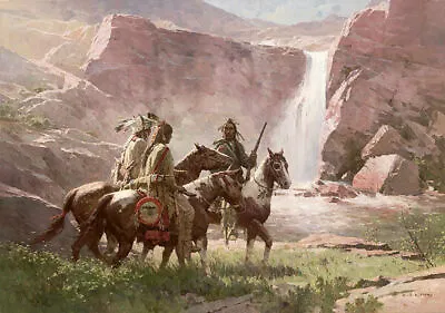  Red Rock Crossing Northwest Montana 1850  Z S Liang Western Indian Fine Art • $325
