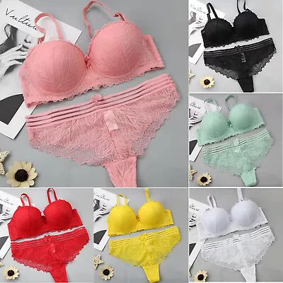 UK Sz Balconette Padded Push Up Bra Sets Ladies Sexy Lace Lingerie Sets Panties • £7.38