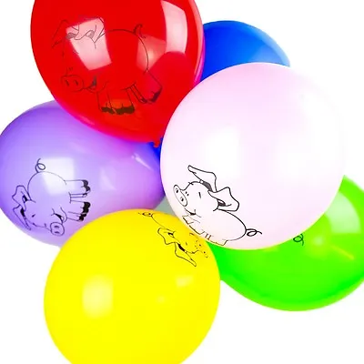Pack Of 10 - 12  Latex Balloons Baby Girls Boys - Farm Animals Printed Balloons • £4.63