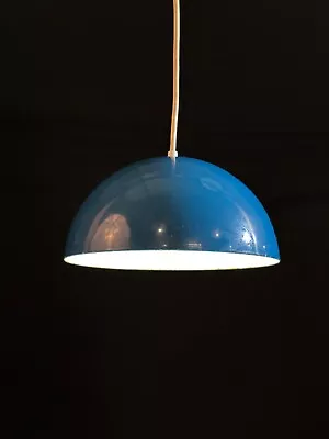 EB5019 Danish Mid Century Blue Metal Light Pendent MCM Retro  LCLC • £80