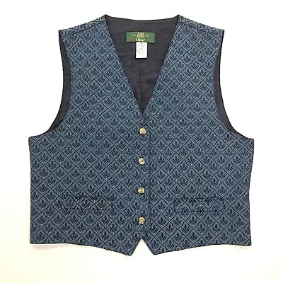 Orvis Waistcoat Brocade Men Medium Blue Brocade Button Riding Suit Vest Vintage • $34.88