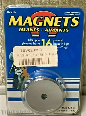 07216 1-1/2  X 1/4  Round Magnet 16 LB Pull Magnet Source  • $8.99