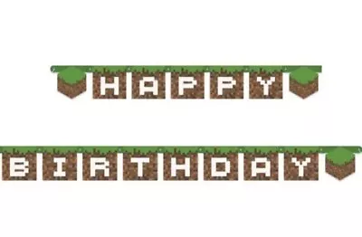 MINECRAFT Gamers Happy Birthday Party Banner • $2