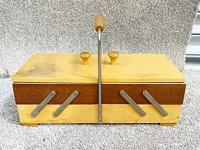 Vintage Wooden Sewing Box Cantilever Opening Crafting • £24.99