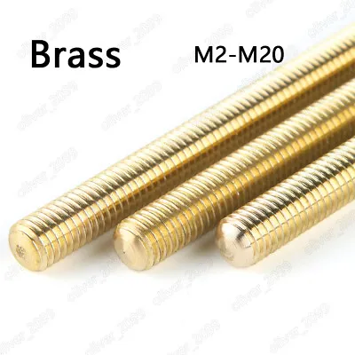 £239.04 • Buy M2 M3 M4 M5 M6 M8 M10 M12 M16 M20 Brass Threaded Rods Metric Thread Stud Bolts