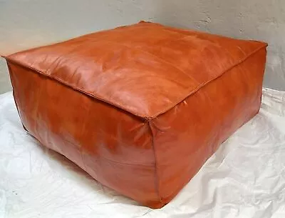 New Vintage Top Quality Moroccan Footstool Leather Boho Brown Genuine Pouffe • $117.57