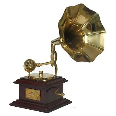 9  Desk Top Gramophone Player Phonograph Brass Horn HMV Vintage Antique Gift NEW • $17.99