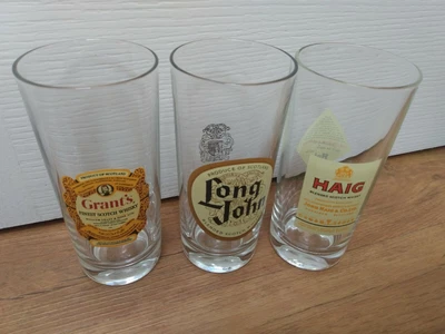 £10.98 • Buy 3x Whiskey Advertising Glasses Grant's, Long John, Haig Man Cave Gift