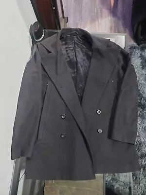 Tristan Double Breasted Pea Coat Mens Medium Gray Cotton Suede • $29.84