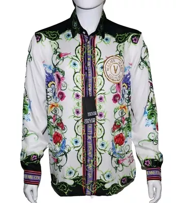 Versace Jeans Couture Mens Garden Baroque Print Shirt Button-Down Size 48 • $247.93