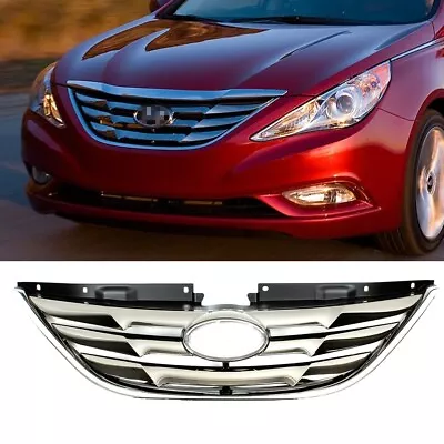 Front Grill Bumper Chrome Upper Grille Radiator For Hyundai Sonata 2011-12-13-14 • $38.90