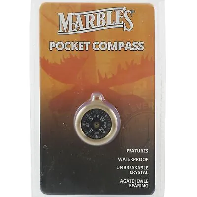 Marbles Brass Pocket Hiking Compass New Waterproof Revolving Black Face • $13.95