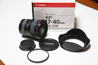 Canon EF 17-40mm F/4 L USM Lens Ex Cond. With Lens Hood & UV Filter • $700