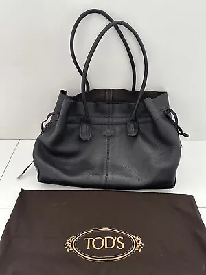 TOD’s Large Black Pebbled Leather Vintage Drawstring Shoulder Bag • $55