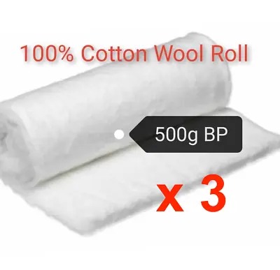 SALE Cotton Wool Roll 500g 3 Sealed Roll Crafts Medical Facial Body • £27.54