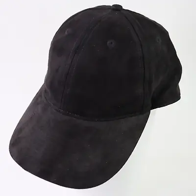 H&M Baseball Cap Unisex Plain Solid Black Suede Hat Adjustable Strap OSFA • $15.16