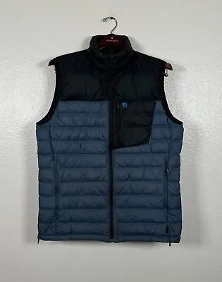 Men's Mountain Hardware Puffer Vest Size Large Blue Black Q Shield 650 Duck Down • $64.99