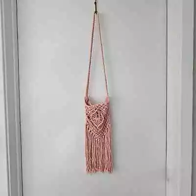 Handmade Dyed Macrame Boho Bag Hippie Pink Small Shoulder Purse Festival  • $15