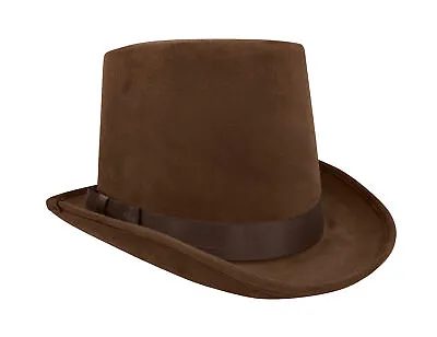 Deluxe 6  Faux Brown Suede Top Hat Steampunk Coachman Adult Costume Accessory • $19.99