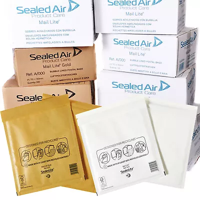 Mail Lite / Lites Padded Bags Envelopes 'all Sizes' +free 24h Del - White & Gold • £11.45