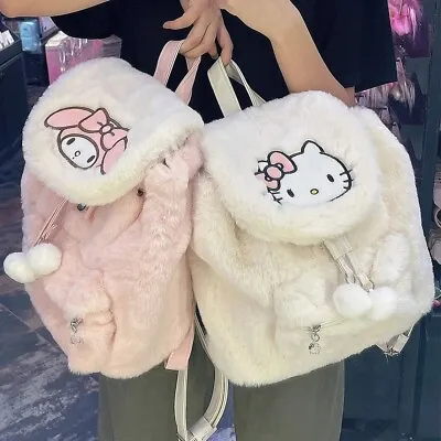 Sanrio Plush Bag Kawaii Furry Shoulder Bag Backpack Hello Kitty • $37.99
